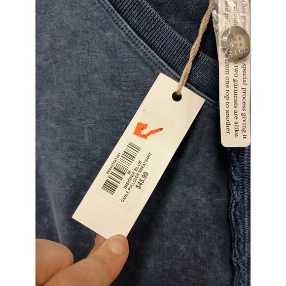 Natural Reflection Womens BOHO Sweatshirt Medium Blue Cable Knit Boxy Pullover - Picture 6 of 11